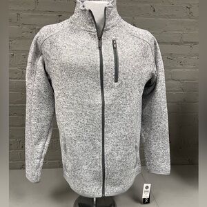 Burnside Men's Heather Gray Zip-Up Sweater
